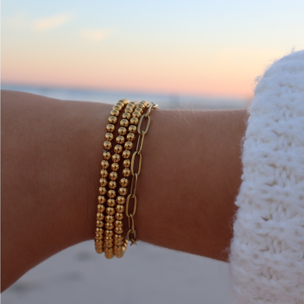 Set of 3 18k Gold Plated Beaded Bracelets